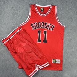 Slam Dunk - เสื้อ+กางเกง รุคาว่า คาเอเดะ เบอร์ 11 จากทีมโชโฮคุ สีแดง