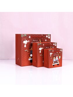 ถุงกระดาษ ใส่ของขวัญ สวยหรู ลายคริสมาส ถุงสีแดง SKU00087