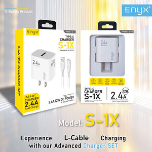 ชุดชาร์จ ENYX S-1X 2.4A รองรับการชาร์จเร็ว 12W สายชาร์จพร้อมหัวชาร์จในกล่องเดียว