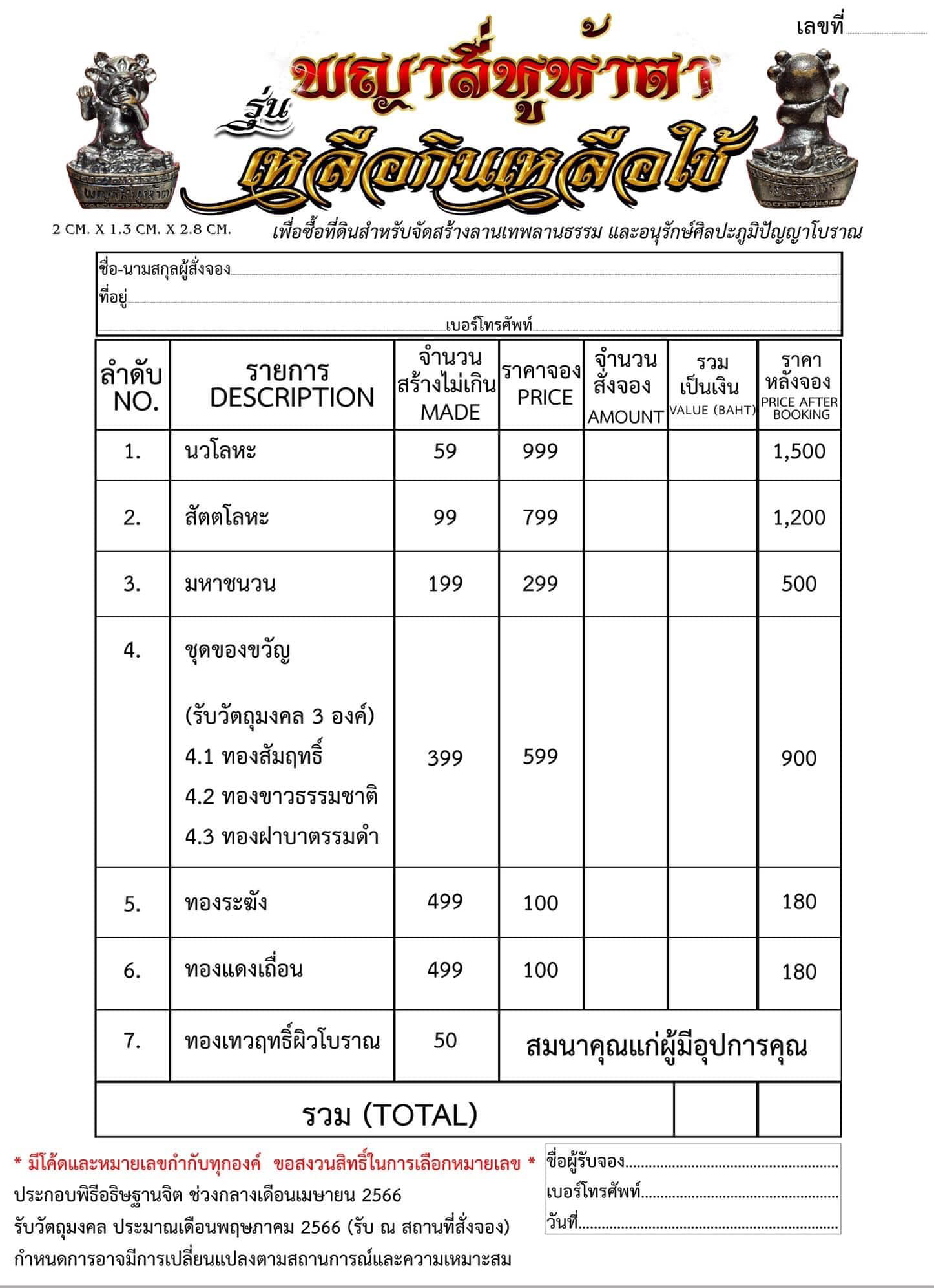พญาสี่หูห้าตา รุ่น เหลือกินเหลือใช้ (พร้อมส่ง)