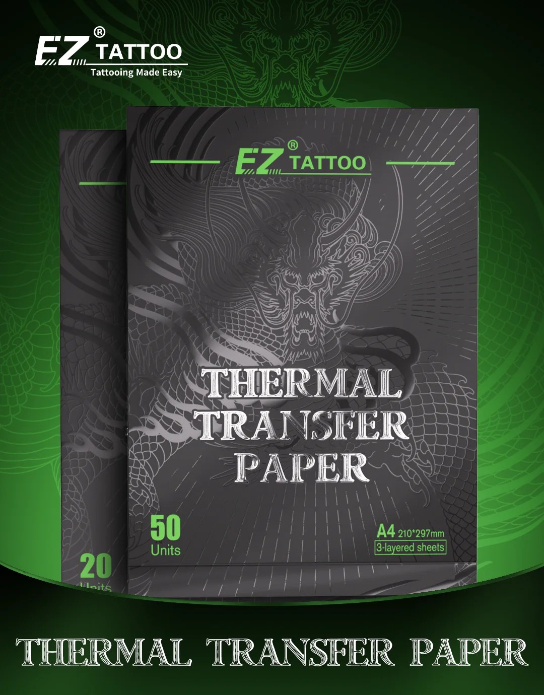 EZ กระดาษลอกลายฟิล์ม EZ Thermal Transfer Paper -Tattoo Stencil Paper 50 pcs.