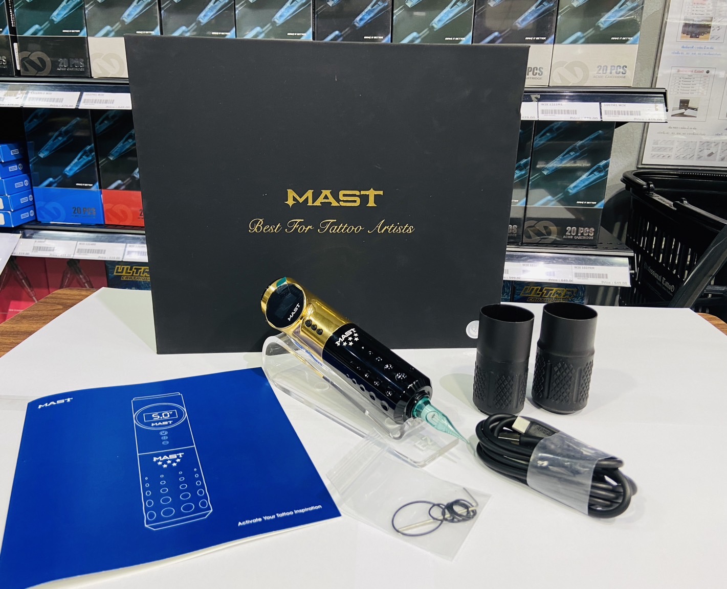 MAST ARCHER 5 STAR GOLD เครืองสักปากกาไร้สายMAST ARCHER 5 STAR GOLD SERIES WIRELESS RECHARGEABLE TATTOO MACHINE