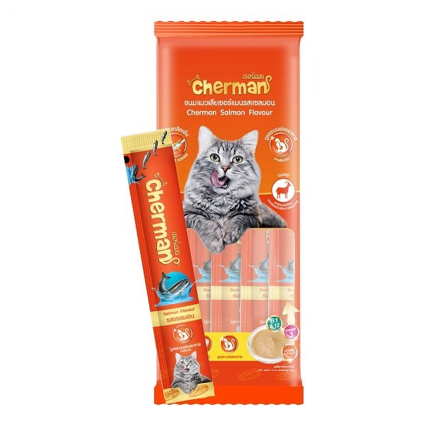 GT Cherman 6064 ขนมแมวเลีย รสแซลมอน 12 กรัม (1x5)
