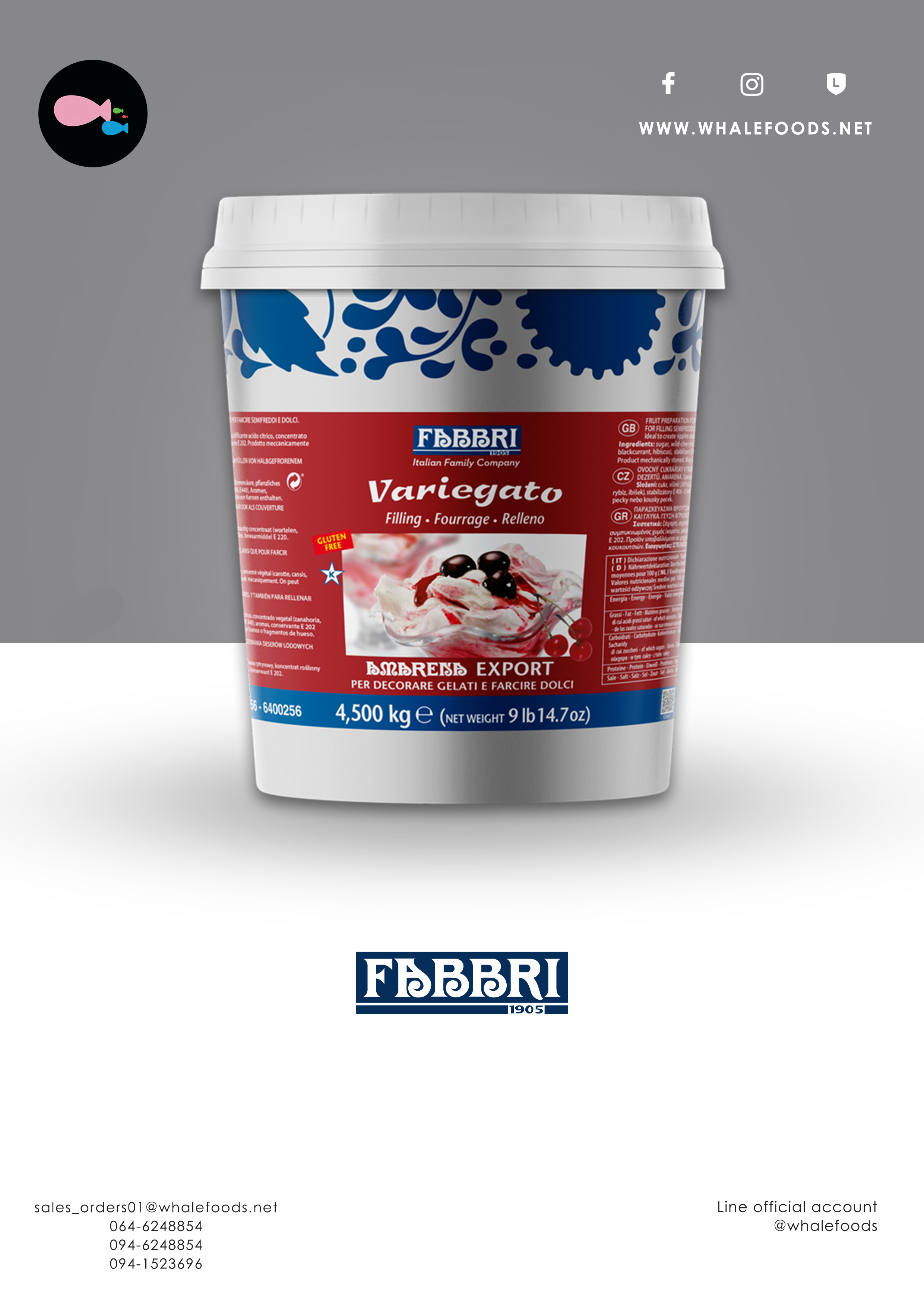 fabbri AMARENA EXPORT MARBLING SIZE : 1 BUCKETS X 4.5 KG