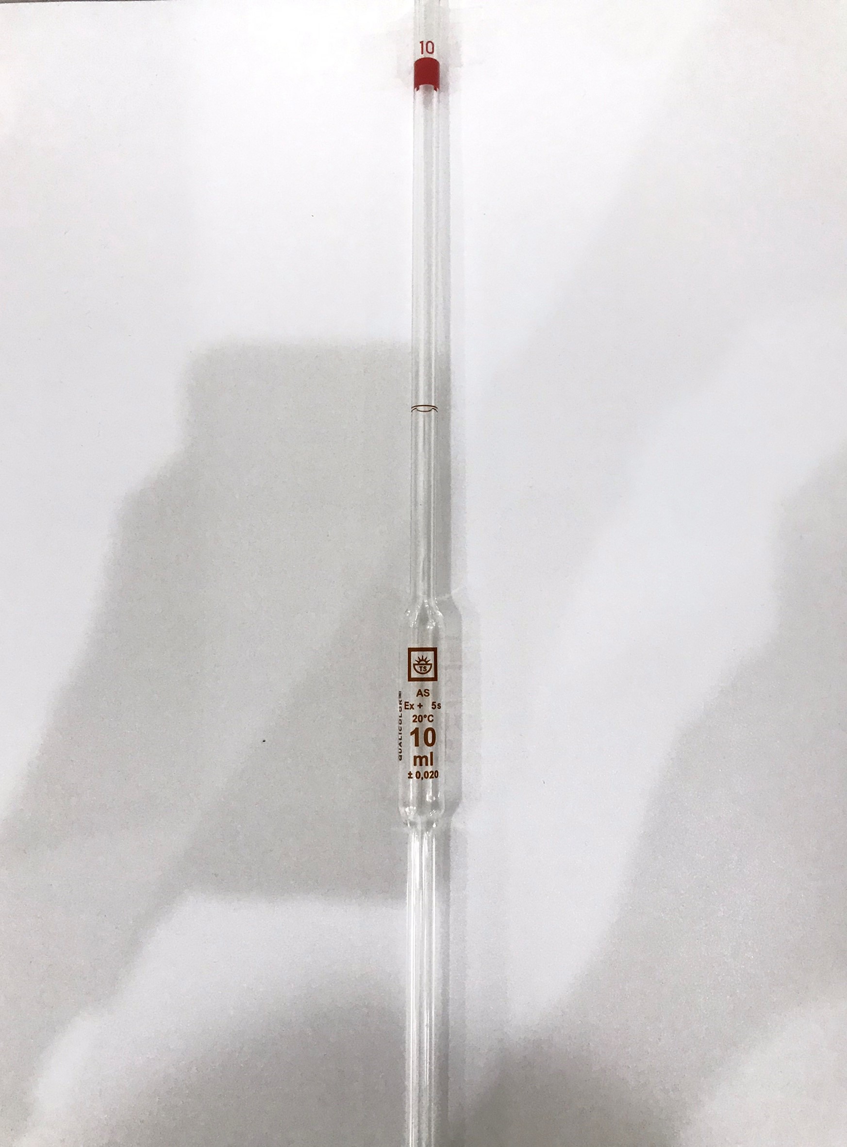 ปิเปตแก้วแบบกระเปาะ 10 ml Volumetric Pipette Class A "Qualicolor" Czech