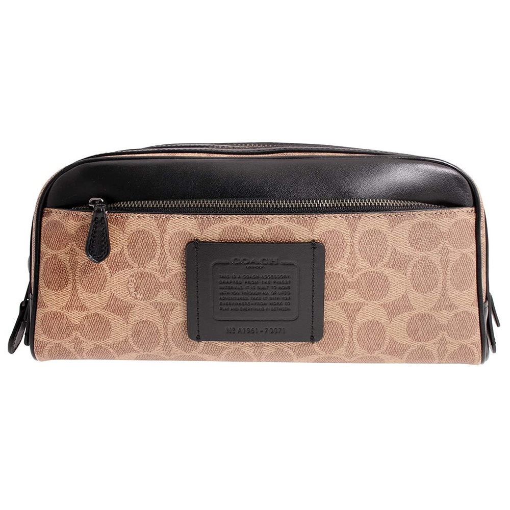 COACH 70071 DOUBLE ZIP DOPP KIT IN SIGNATURE CANVAS (KHA) [70071KHA]