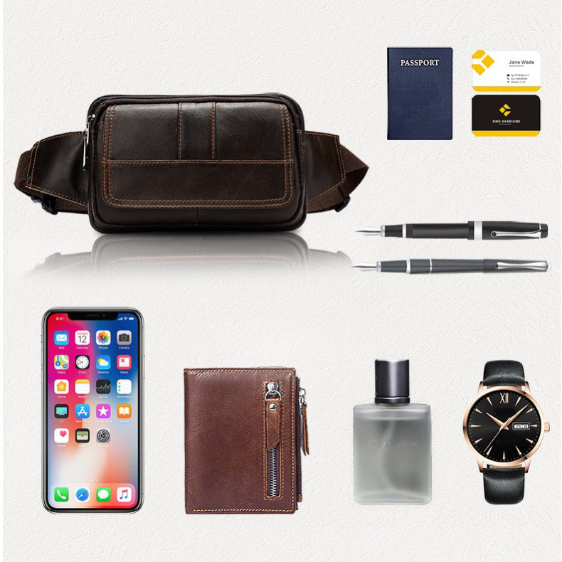 For You Leather LB35 กระเป๋าคาดเอว กระเป๋าคาดอก ผู้ชาย หนังแท้ ขนาดเล็ก กะทัดรัด LB35