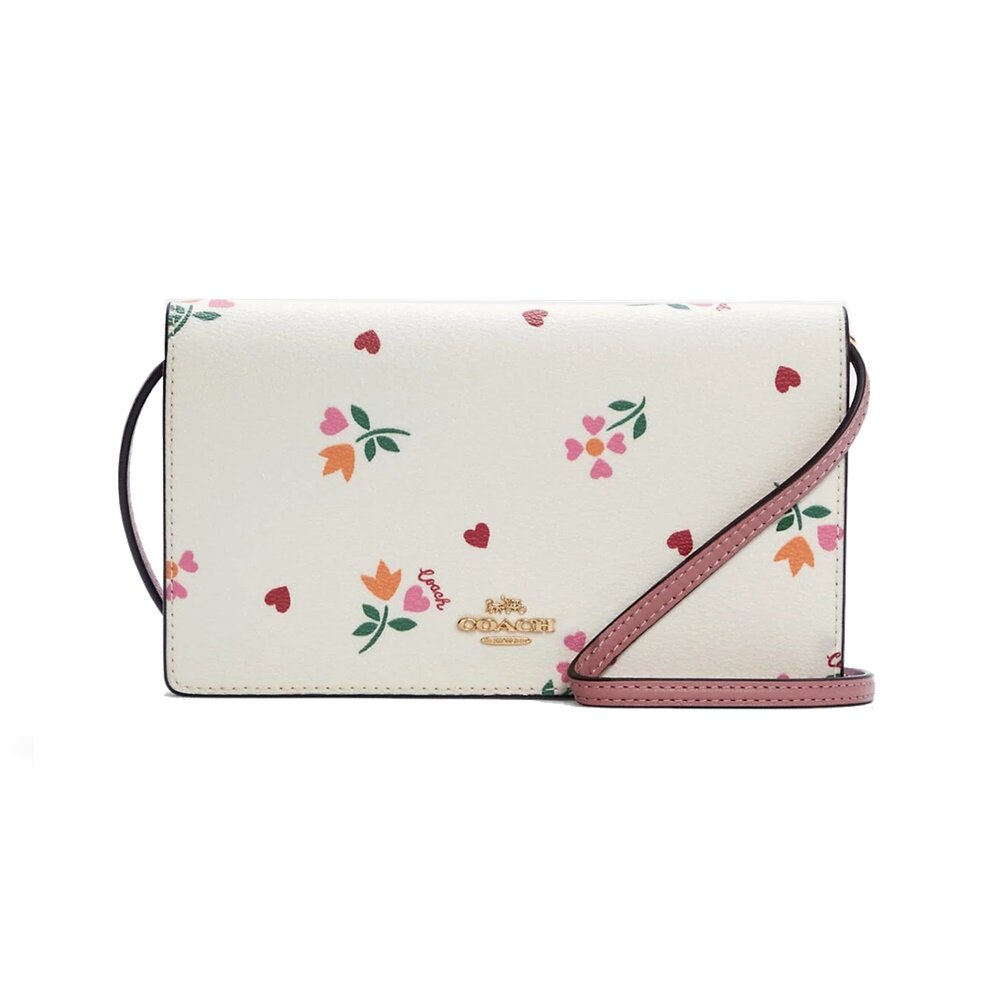 กระเป๋าสะพายข้าง COACH C7657 ANNA FOLDOVER CLUTCH CROSSBODY WITH HEART PETAL PRINT (IMCAH) [C7657IMCAH-MB]