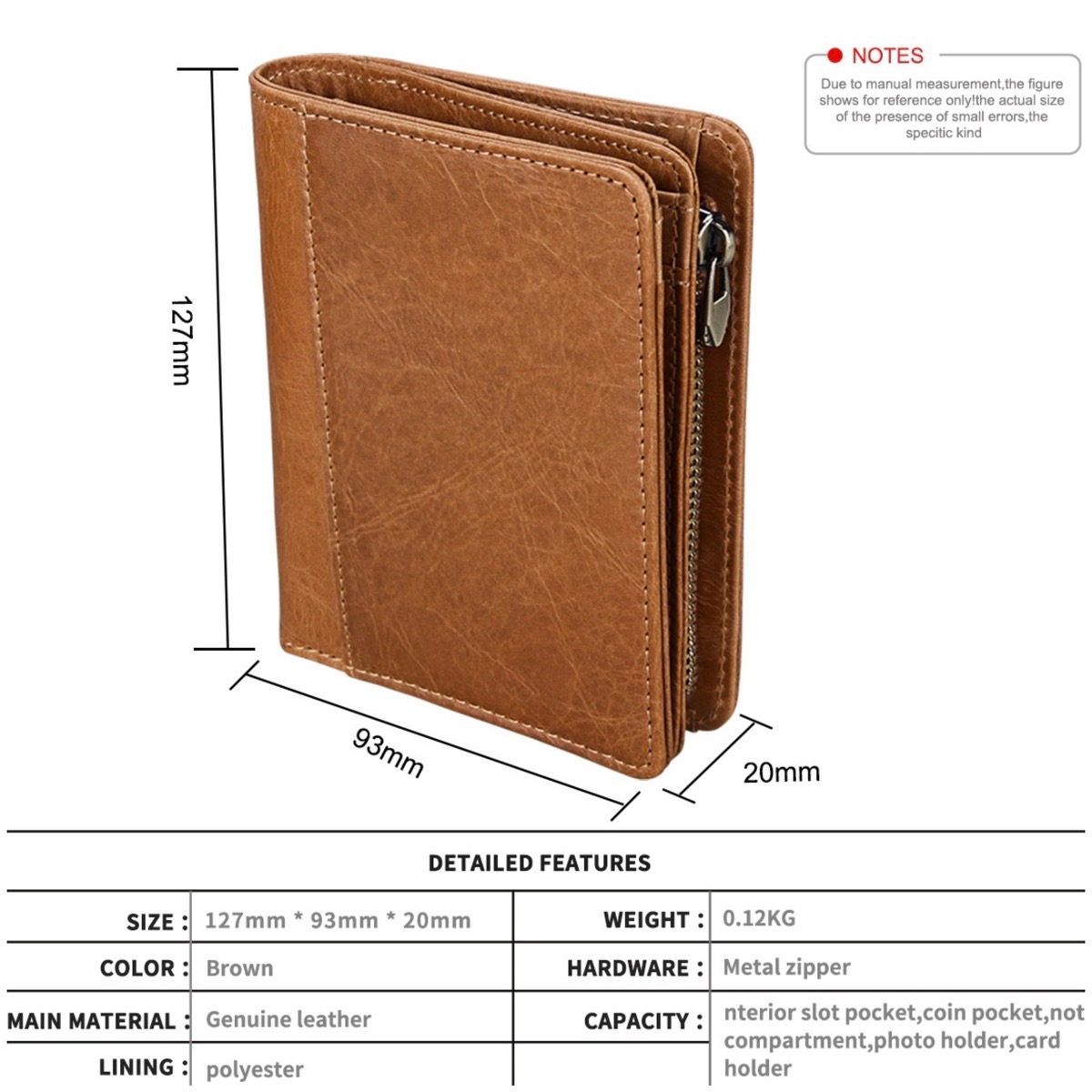 For You Leather WL08 กระเป๋าสตางค์ หนังแท้ แบบพับ แนวตั้ง ใบเล็ก กะทัดรัด WL08