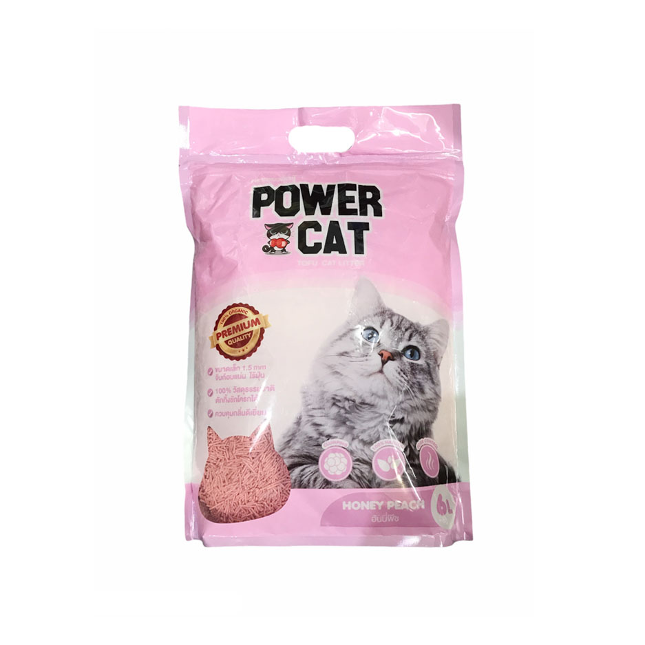 Power Cat ทรายแมวเต้าหู้กลิ่น Honey Peach 6 ลิตร