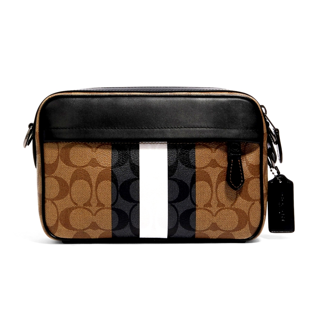 COACH 55735 GRAHAM CROSSBODY IN BLOCKED SIGNATURE CANVAS WITH VARSITY STRIPE (QBTAM)[5573QBTAM]