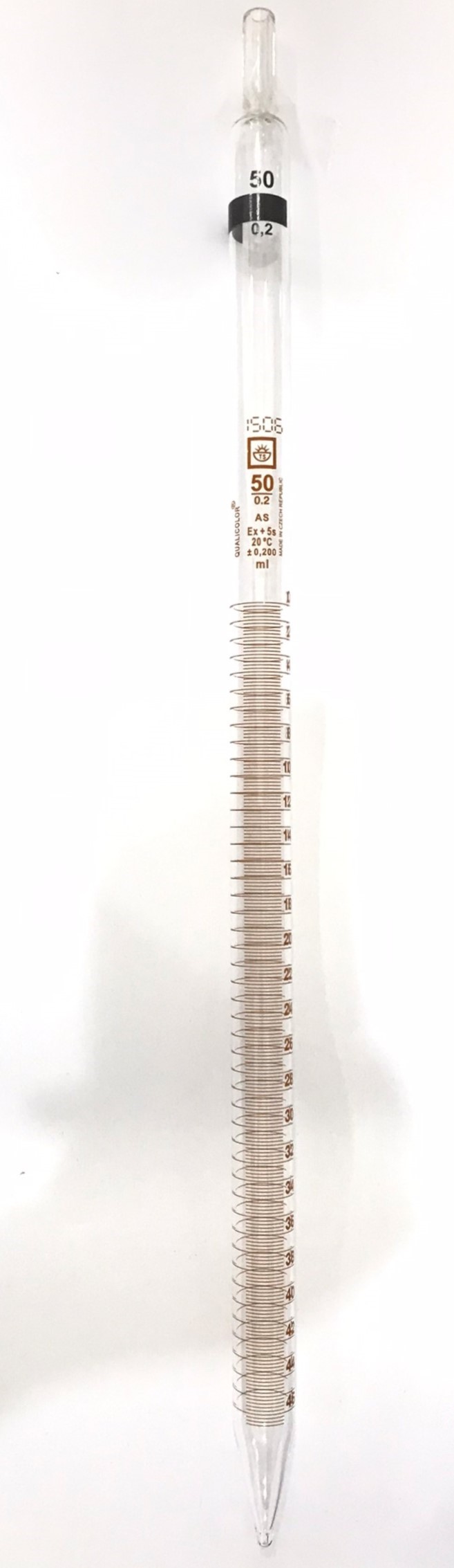 ปิเปตแก้วมีขีดปริมาตร 50 ml Graduated Pipette Class AS "Qualicolor" Czech