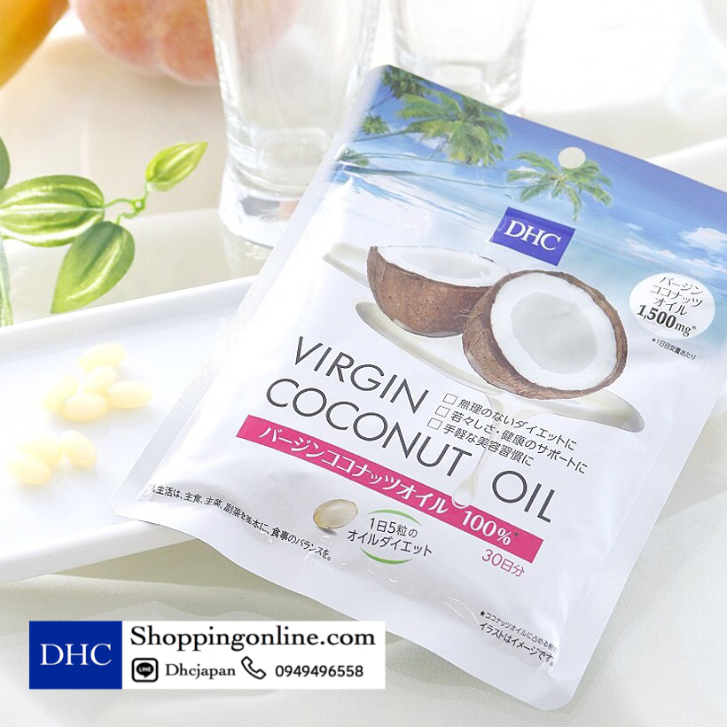DHC Vergin Coconut Oil สารสกัดจากน้ำมันมะพร้าวบริสุทธิ์ 1,500 mg. ในรูปแบบอาหารเสริม ขนาด 30 วัน (150 แคปซูล)