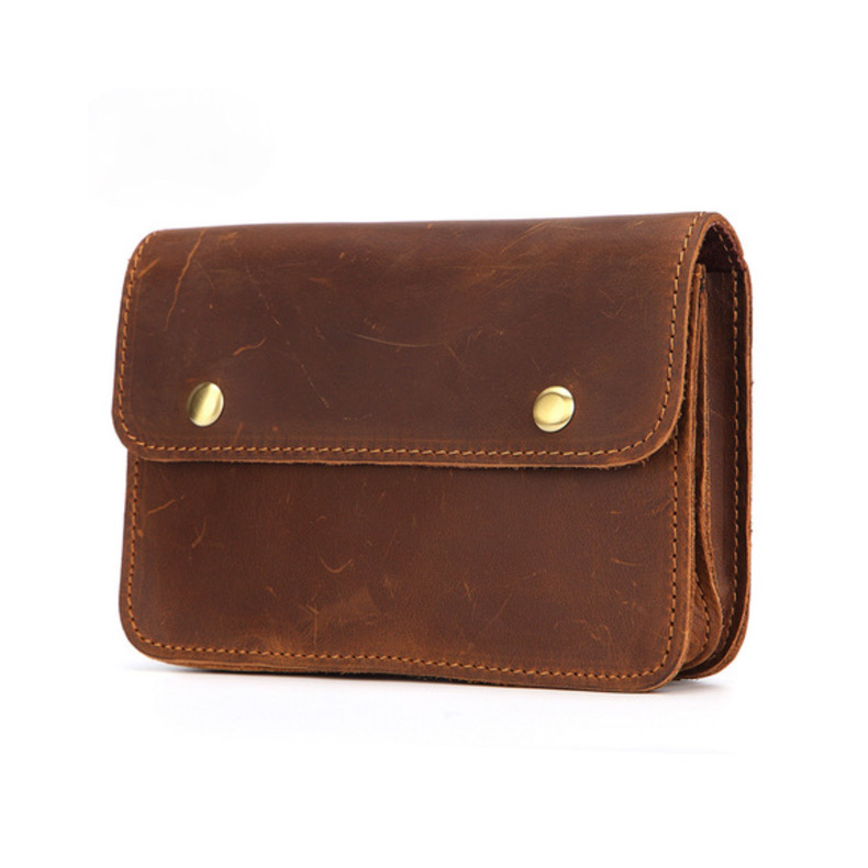 For You Leather LB42 กระเป๋าคาดเอว กระเป๋าคาดเข็มขัด ใส่มือถือ หนังแท้ ช่องเยอะ (น้ำตาล) LB42