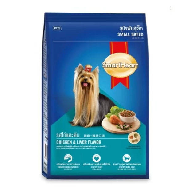 Smart Heart สุนัขโตพันธุ์เล็ก รสไก่และตับ 8 Kg.