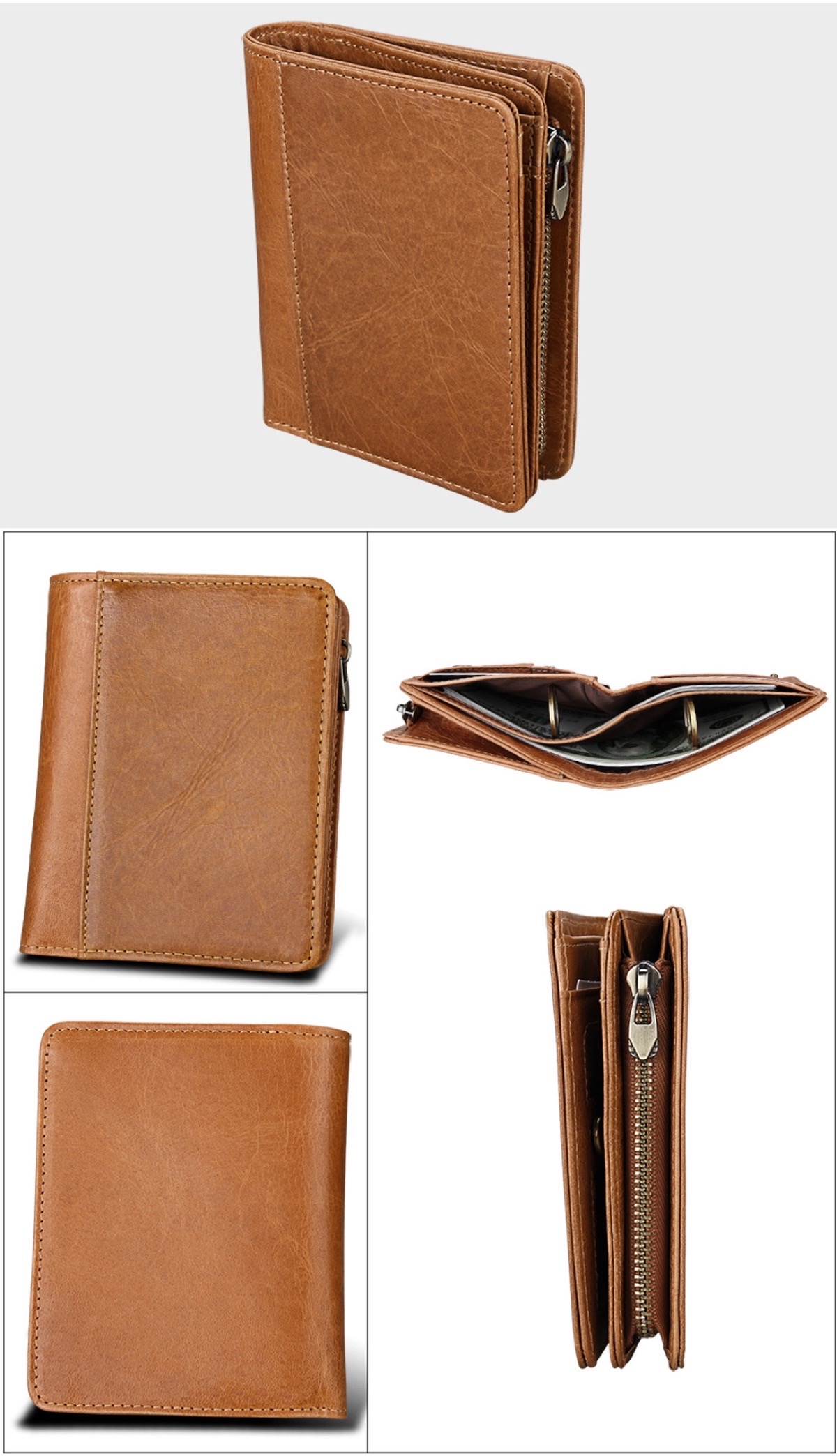 For You Leather WL08 กระเป๋าสตางค์ หนังแท้ แบบพับ แนวตั้ง ใบเล็ก กะทัดรัด WL08