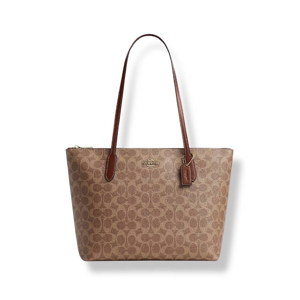 กระเป๋าสะพายไหล่ COACH CBT20 ZIP TOP TOTE BAG IN SIGNATURE CANVAS (IMXHE) [CBT20IMXHE]
