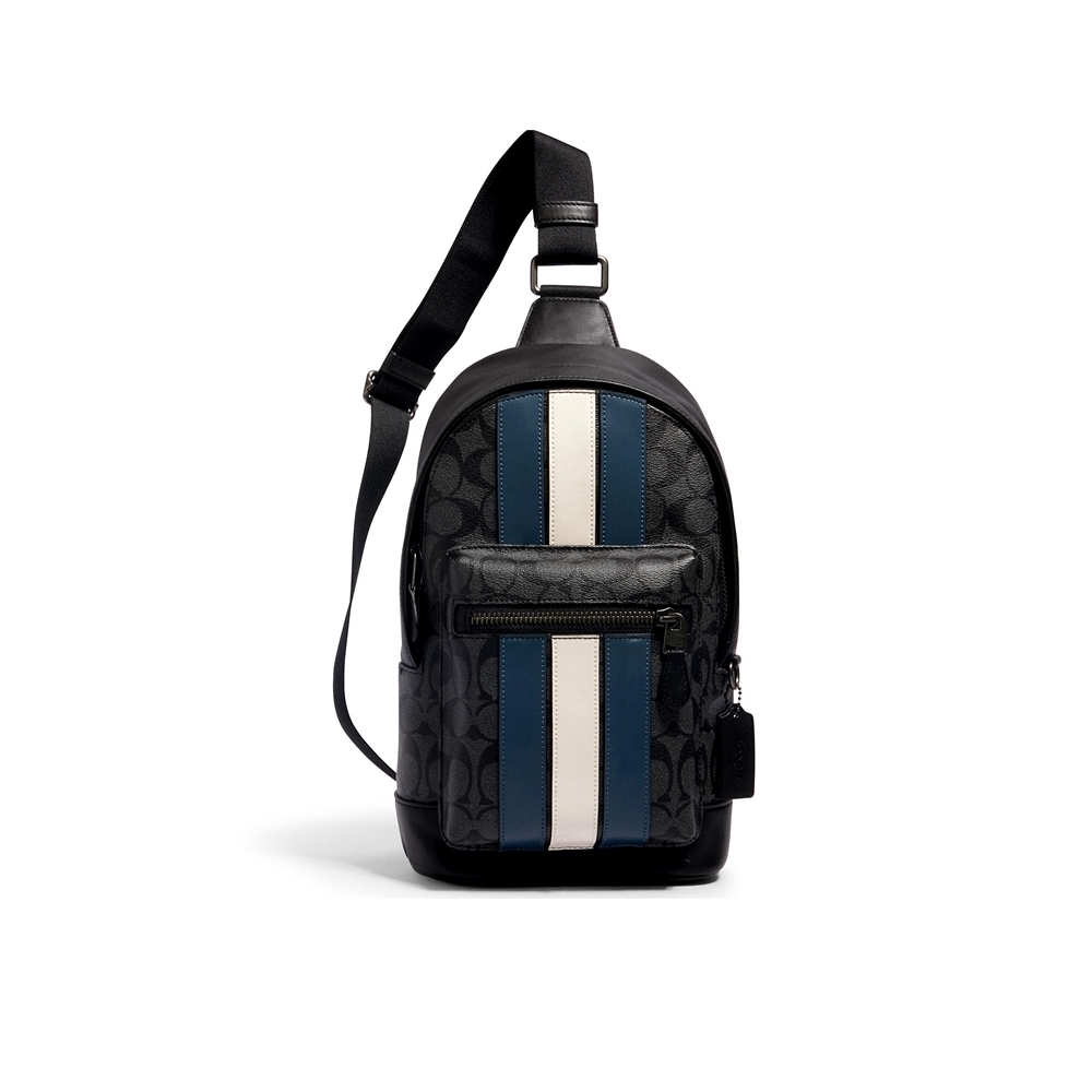 COACH 2999 WEST PACK IN SIGNATURE CANVAS WITH VARSITY STRIPE(QBOH0) [2999QBOH0]