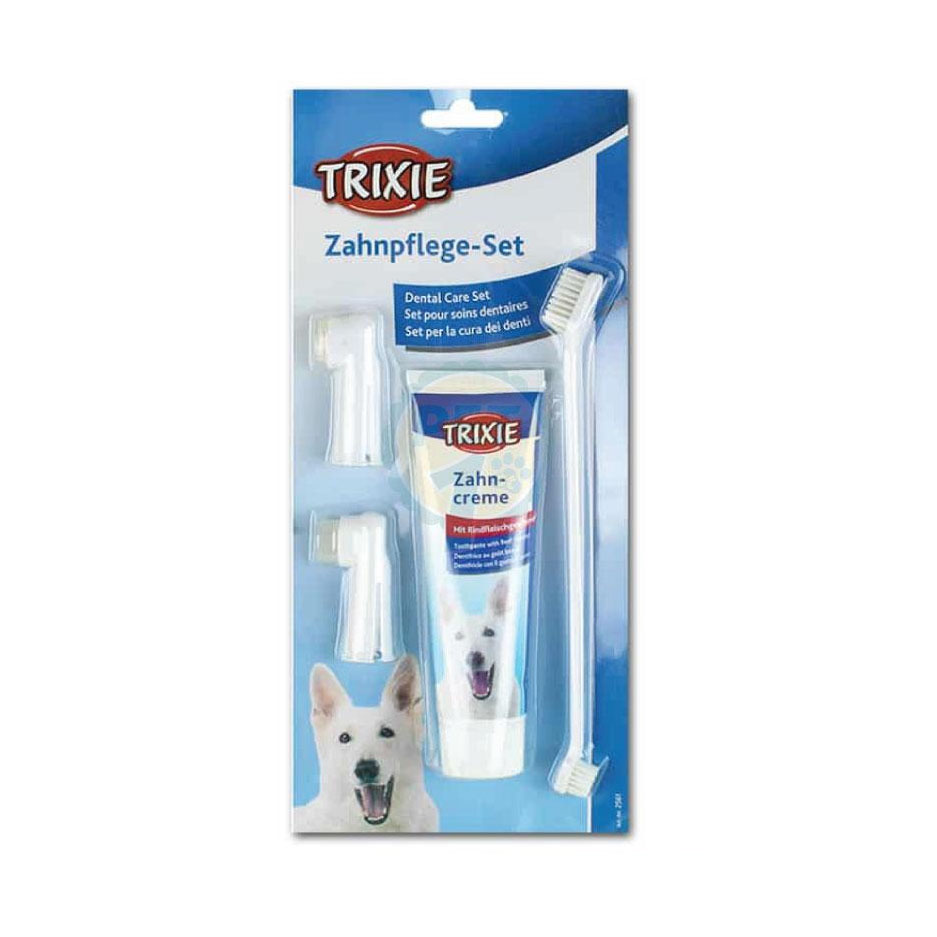 K/P TRIXIE ยาสีฟันสุนัข - รสเนื้อ 100 g + แปรงสีฟัน