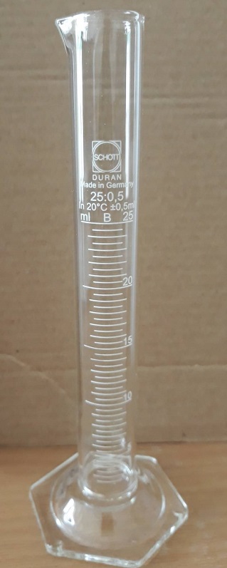 กระบอกตวงแก้ว 25 ml Class B "Duran" Glass Measuring Cylinder