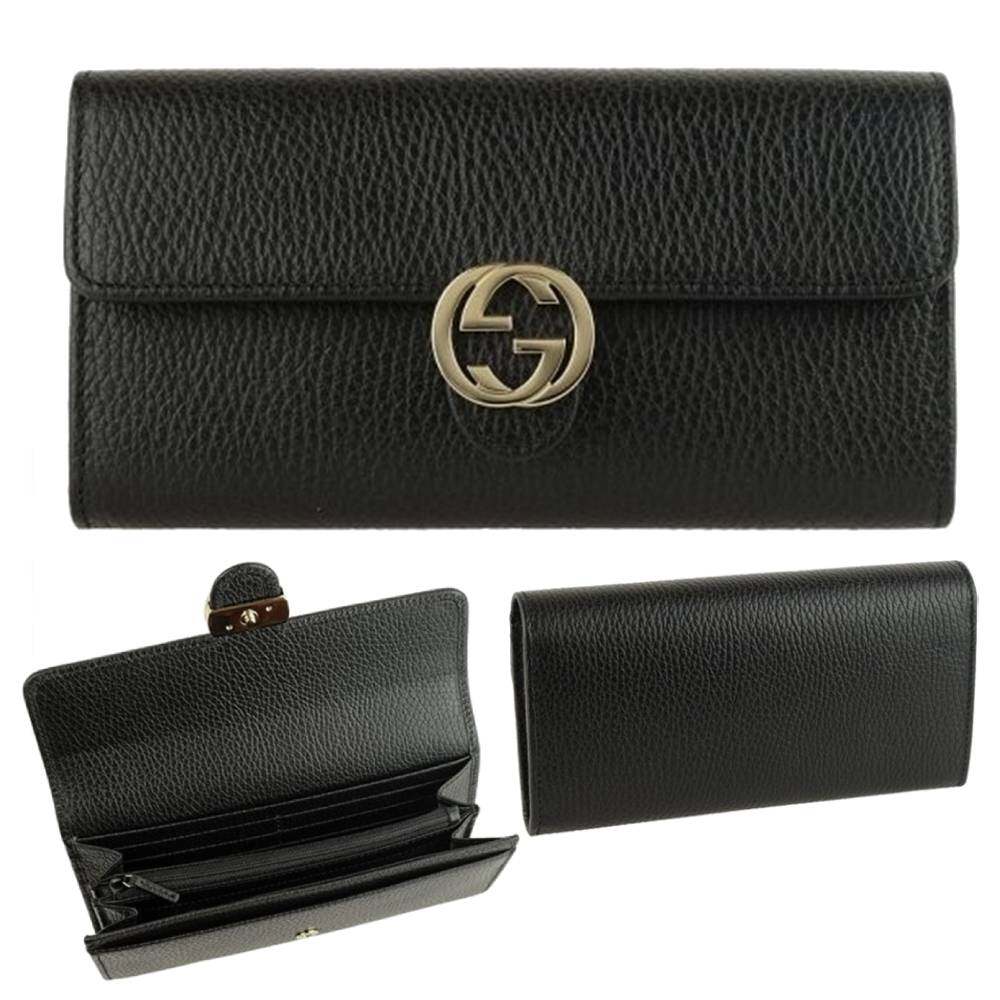 กระเป๋าสตางค์ GUCCI GG INTERLOCKING FLAP LONG WALLET [615524CAO0G1000-MB]