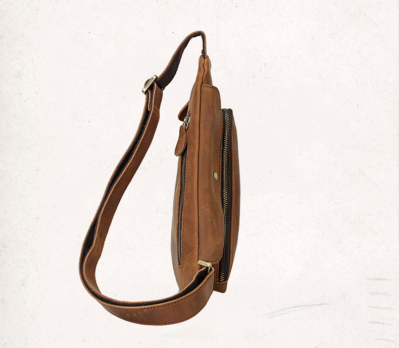 For You Leather LB48 กระเป๋าคาดอก กระเป๋าสะพายพาดลำตัว กระเป๋าผู้ชายหนังแท้ ทรงน้ำเต้า LB48