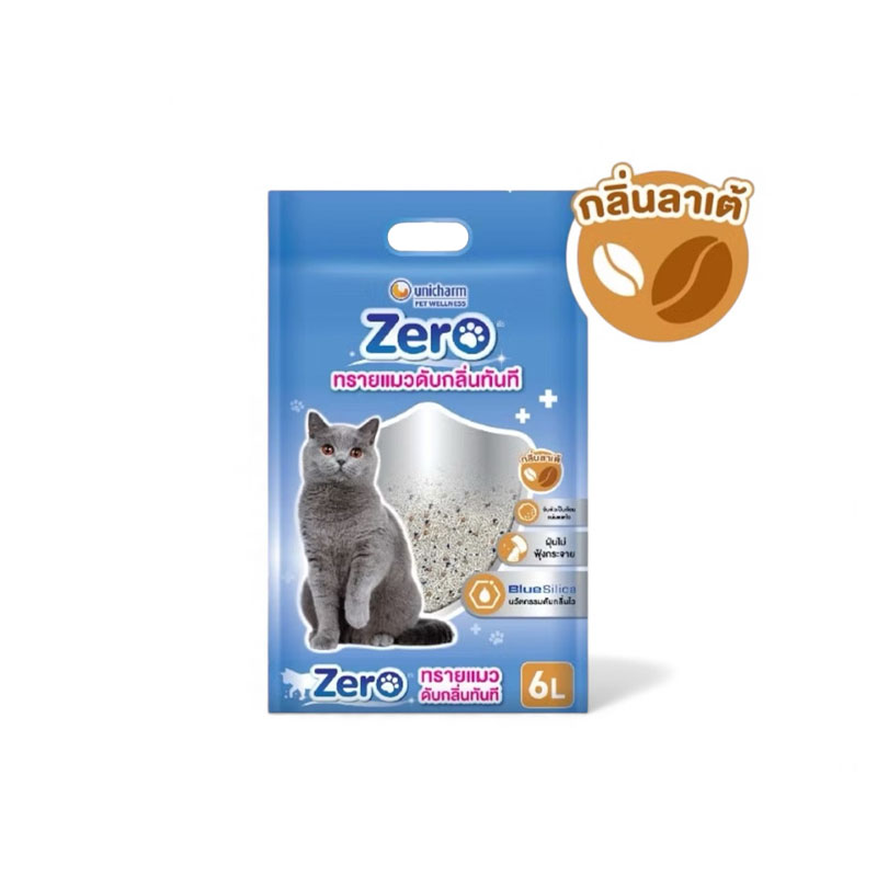 Zero ทรายแมวเบนโทไนท์ กลิ่นลาเต้ 6 ลิตร