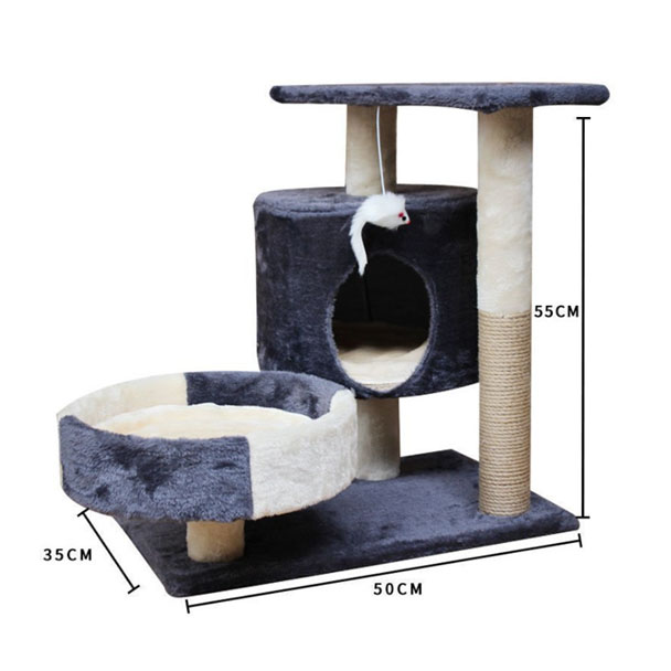 Ktee M002 คอนโดแมว 2 ชั้น 35x50x55 cm. คละสี