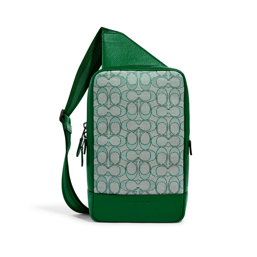 กระเป๋าคาดอก COACH C9609 TURNER PACK IN SIGNATURE JACQUARD (QBGRN)