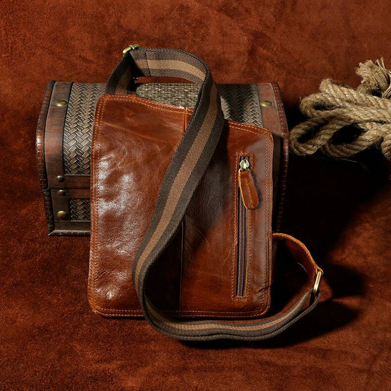 For You Leather LB32 กระเป๋าคาดอก ผู้ชาย หนังแท้ ทรงสี่เหลี่ยม LB32