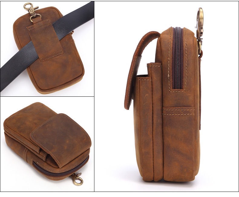 For You Leather LB64 กระเป๋าร้อยเข็มขัด ค้องหูกางเกง หนังแท้ กระเป๋าใส่มือถือ คาดเอว LB64