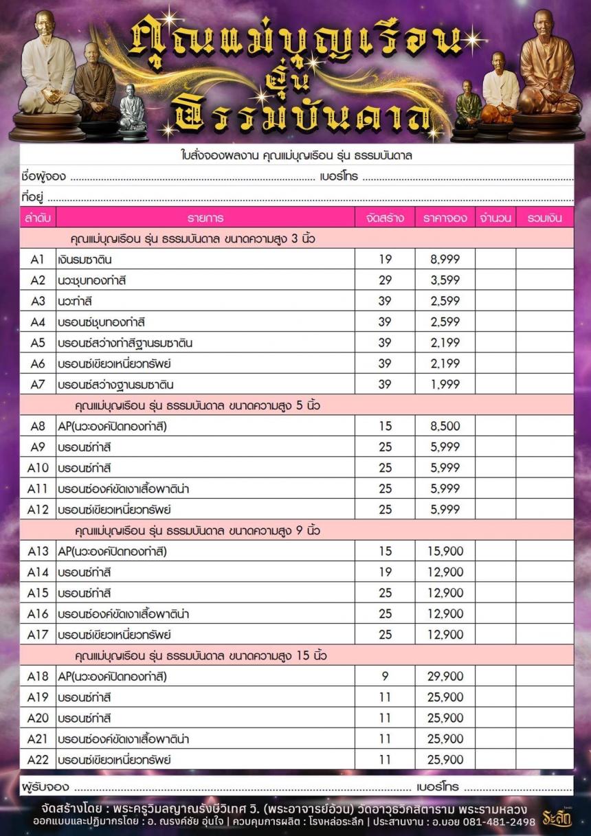 ปิดจอง คุณแม่บุญเรือน รุ่นธรรมบันดาล รอกำหนดปลุกเสก ปลายปี66 ต.ค-พ.ย66