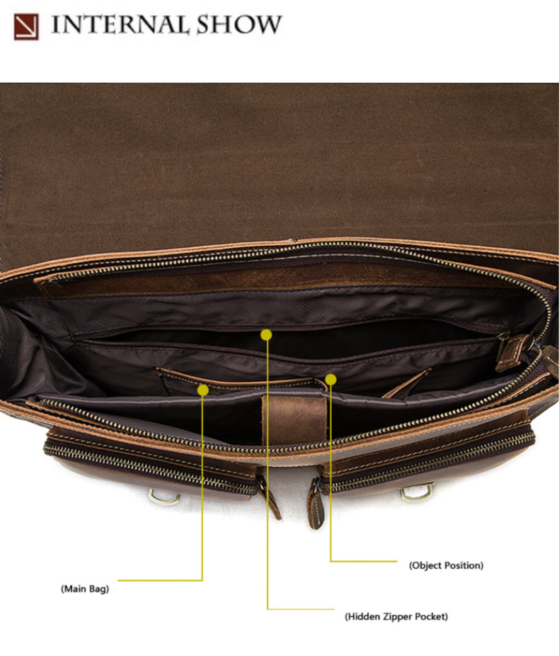 For You Leather LB56 กระเป๋าถือผู้ชายหนังแท้ กระเป๋าเอกสาร กระเป๋าโน๊ตบุ๊ค (น้ำตาล) LB56