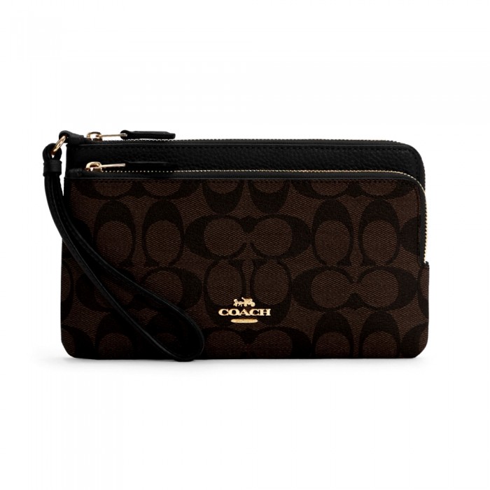 กระเป๋าคล้องมือ COACH C5576 DOUBLE ZIP WALLET IN SIGNATURE CANVAS (IMAA8)[C5576IMAA8]