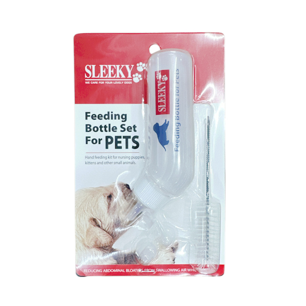 Sleeky ขวดนมทรงเฉียง+อุปกรณ์ทำความสะอาด (คอโค้ง)