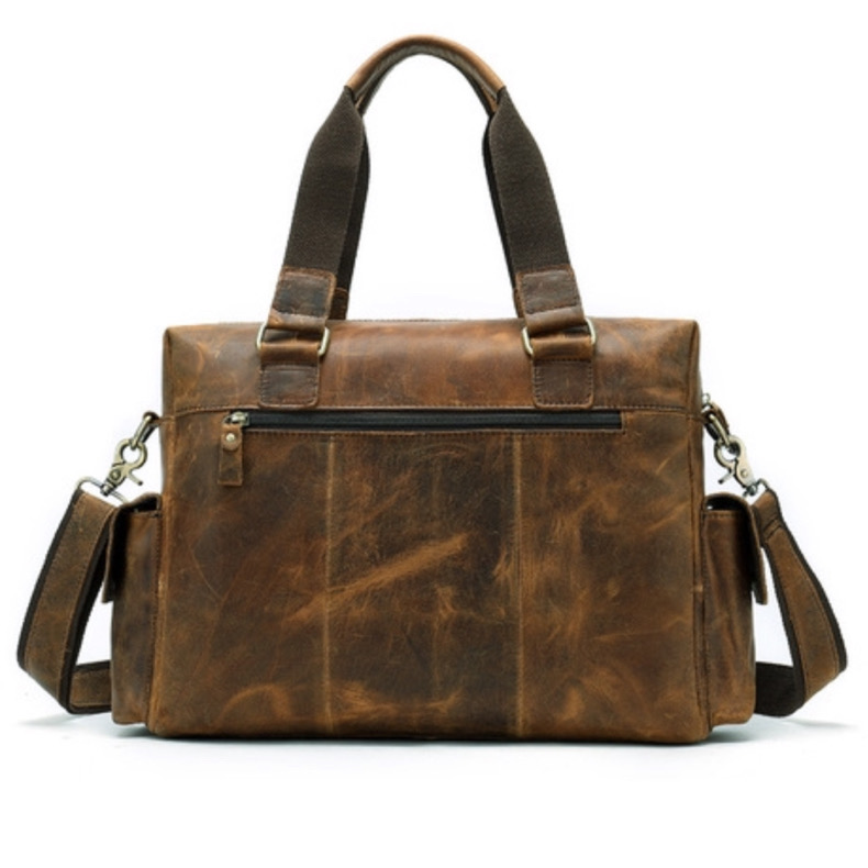 For You Leather LB55 กระเป๋าถือผู้ชาย กระเป๋าใส่เอกสาร แล็ปท็อป กระเป๋าท่องเที่ยว หนังแท้พรีเมียม พร้อมสายสะพายหนัง (น้ำตาล) LB55