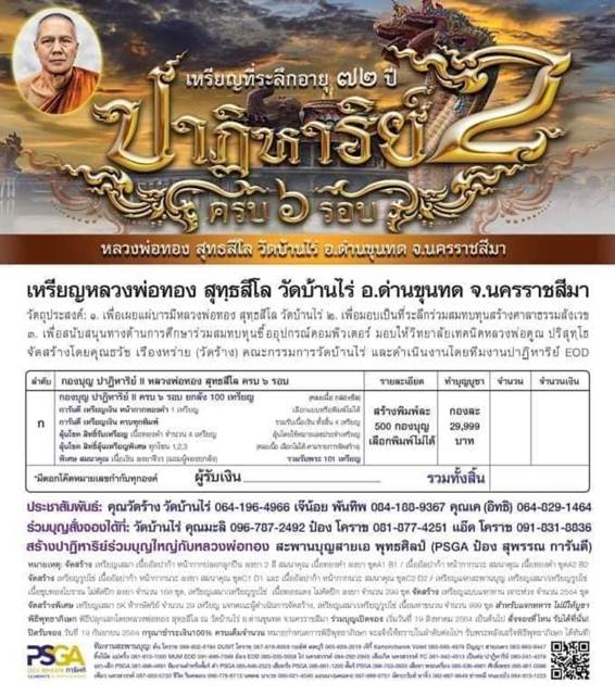 หลวงพ่อทอง ปาฏิหาริย์2 พร้อมส่ง 1 ลัง 100+1 องค์