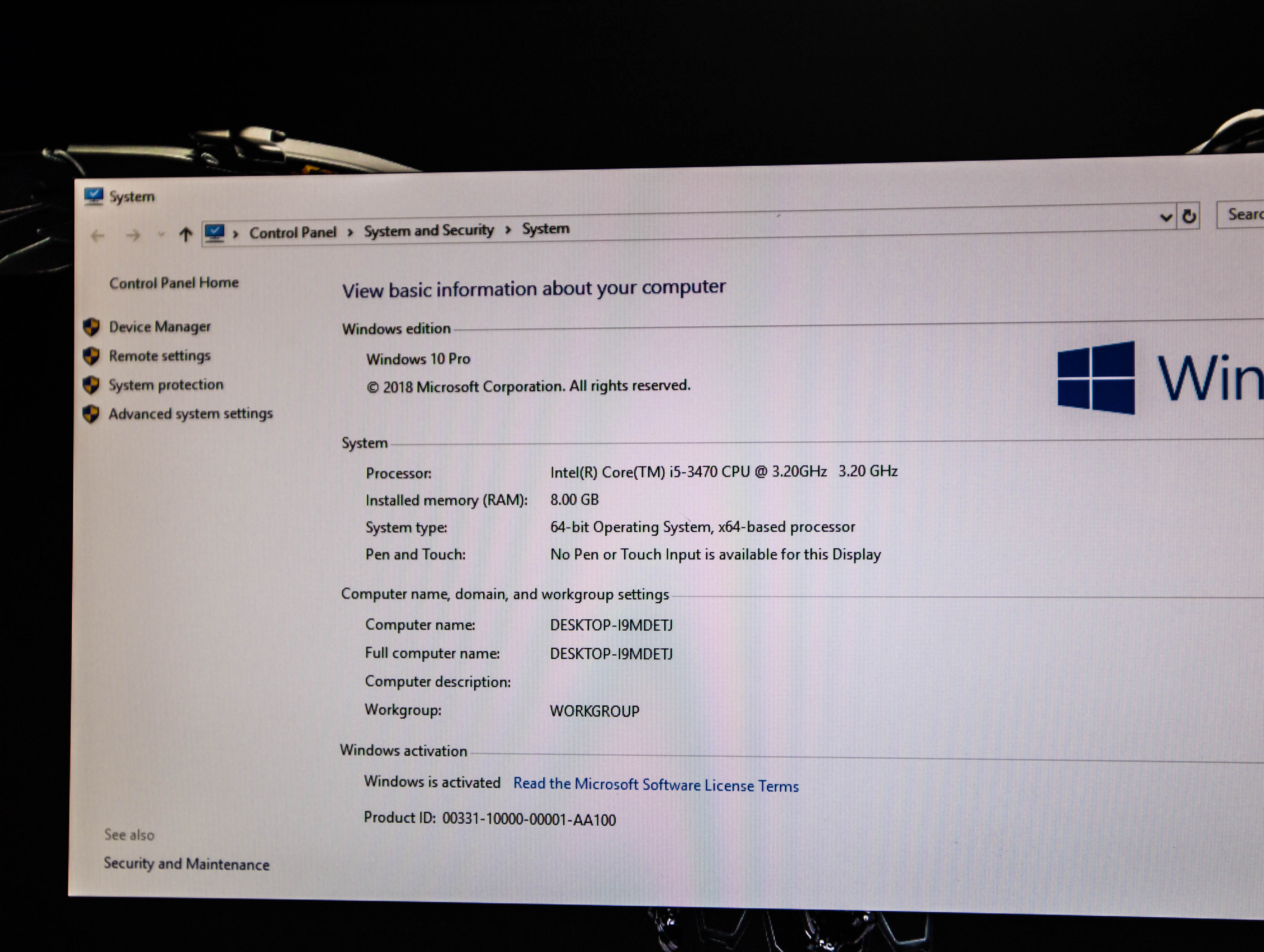 i5 3470 RAM8GB RX470 4GB HDD500Gb +จอDELL 20นิ้ว