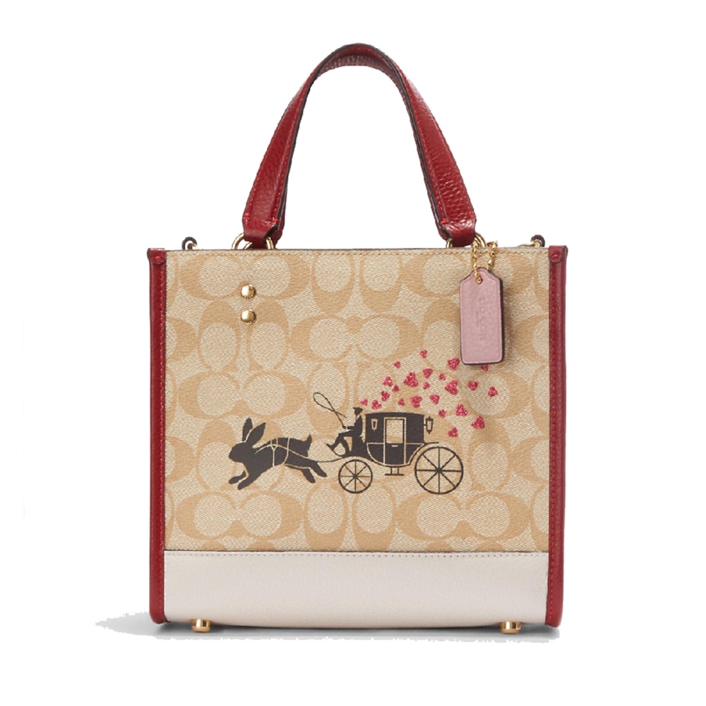 กระเป๋าสะพายข้าง COACH CF404 LUNAR NEW YEAR DEMPSEY TOTE 22 IN SIGNATURE CANVAS WITH RABBIT AND CARRIAGE (IMOT4) [CF404IMOT4-RB]