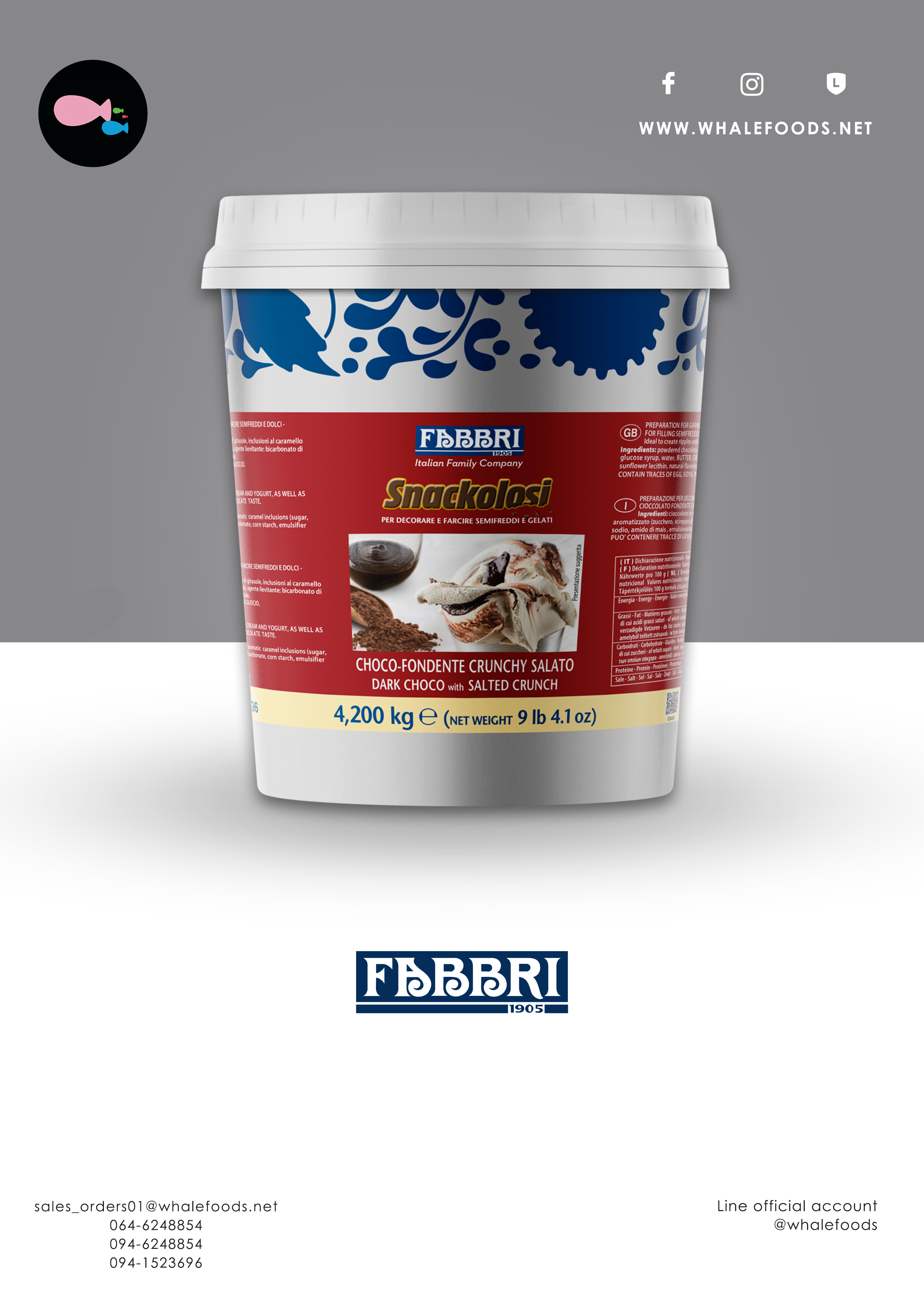 fabbri DARK-CHOCO WITH SALTED CRUNCH SIZE : 1 BUCKET