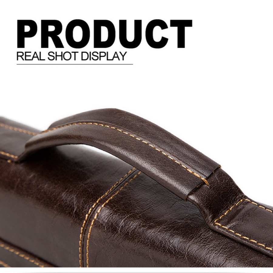 For You Leather LB10 กระเป๋าสะพายข้าง ผู้ชาย หนังแท้ มีหูจับ ขนาดใหญ่ ใส่เอกสาร A4 ได้ ช่องใส่ของเยอะ LB10