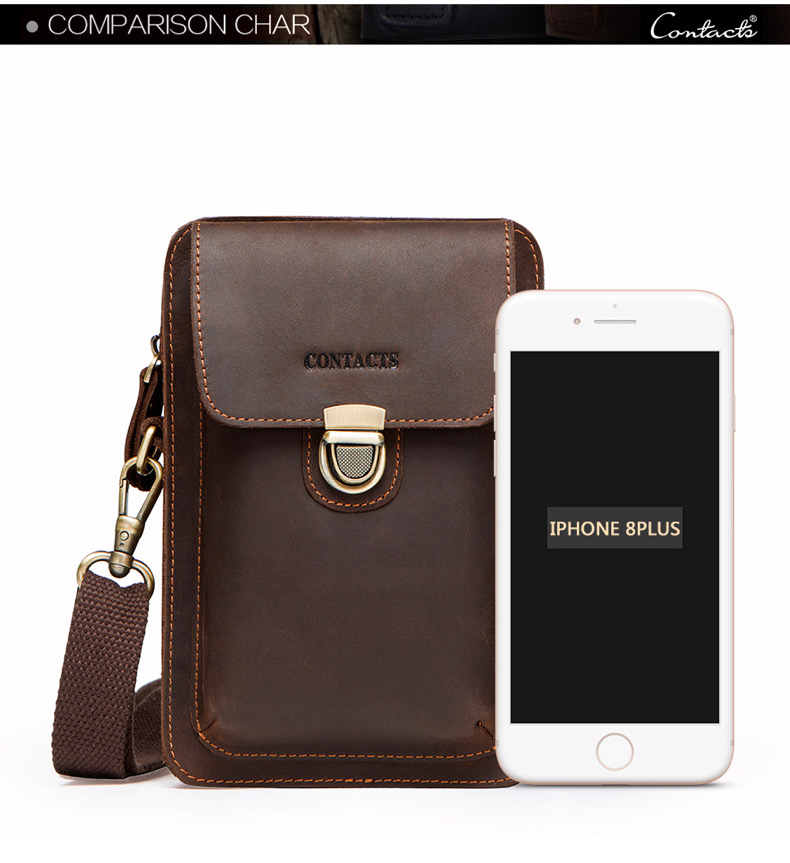 For You Leather LB27 กระเป๋าคาดเข็มขัด กระเป๋าใส่มือถือ กระเป๋าสะพายข้าง ใบเล็ก หนังแท้ (กาแฟ) LB27