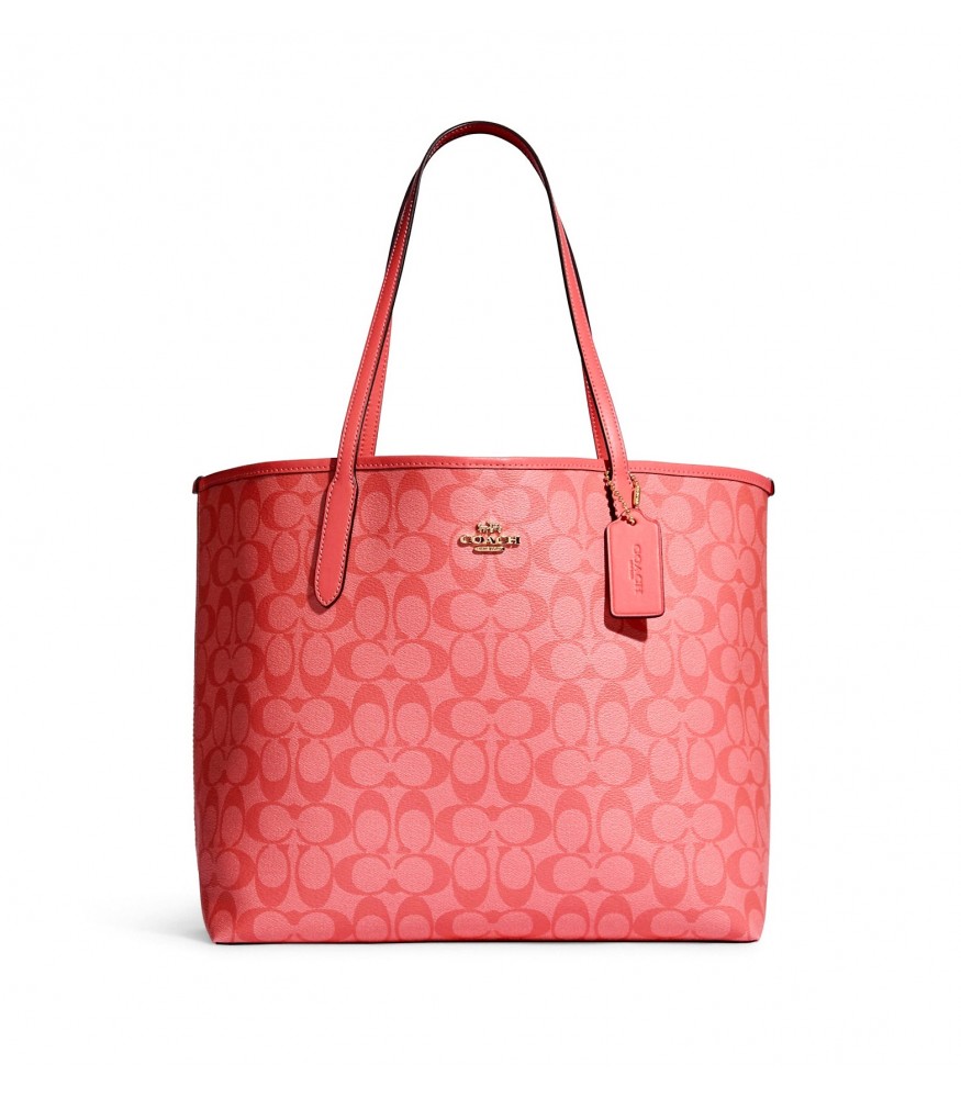กระเป๋าสะพายไหล่ COACH CA157 TOTE IN BLOCKED SIGNATURE CANVAS [CA157IMQRI]
