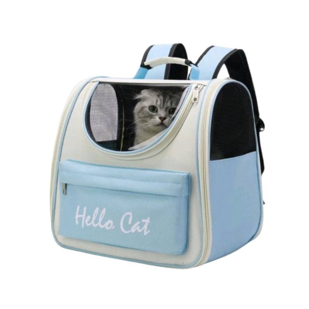 OLSP กระเป๋าสัตว์เลี้ยงสะพายหลัง Hello Cat (สีฟ้า)