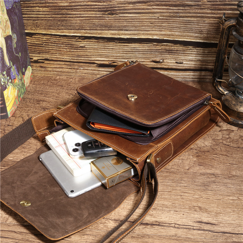 For You Leather LB37 กระเป๋าสะพายข้าง ผู้ชาย หนังแท้ นูบัค ขนาดพกพา LB37