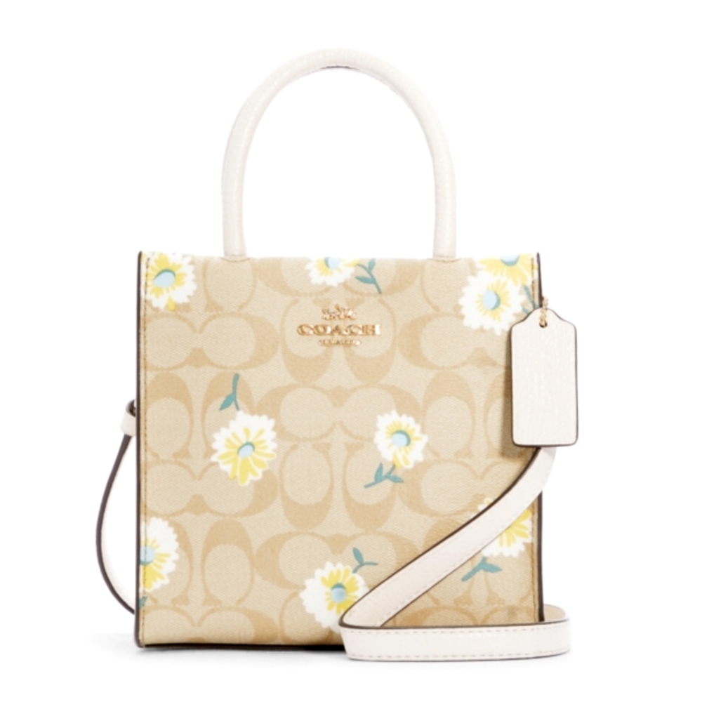 COACH C3599 MINI CALLY CROSSBODY IN SIGNATURE CANVAS WITH DAISY PRINT (IMOTV) [C3599IMOTV]