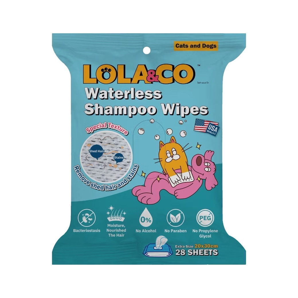 SP Lola&Co ผ้าเปียกแชมพูสัตว์เลี้ยง 20x30 ซม. (28 แผ่น/แพค)