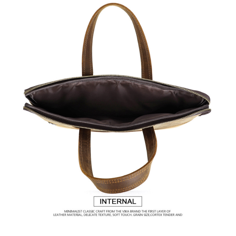 For You Leather LB58 กระเป๋าถือหนังแท้ กระเป๋าโน๊ตบุ๊ค กระเป๋า MacBook/Laptop ขนาด 16" (น้ำตาล) LB58