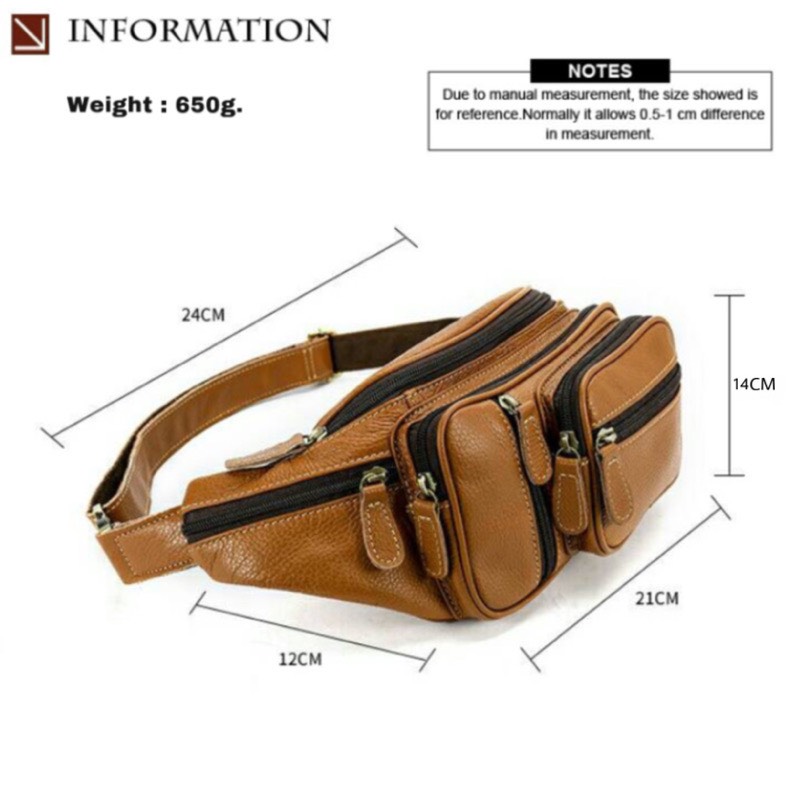 For You Leather LB28 กระเป๋าหนังคาดอก กระเป๋าหนังคาดเอว กระเป๋าหนังแม่ค้า หนังแท้ ช่องเยอะ LB28