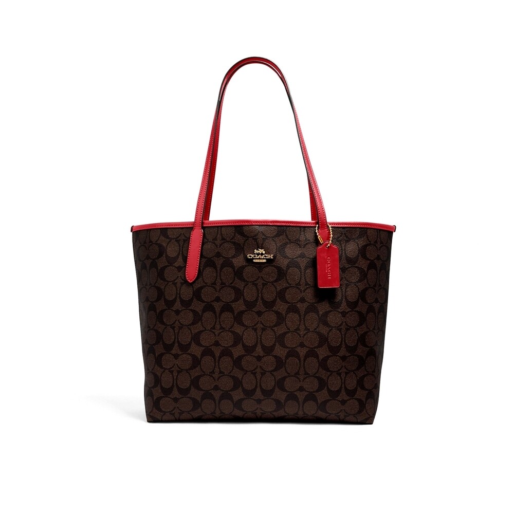 กระเป๋าสะพายไหล่ COACH 5696 CITY TOTE IN SIGNATURE CANVAS (IMRVQ) [5696IMRVQ-MB]